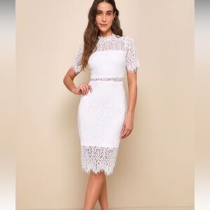 LuLu’s White Sheer Short Sleeve Mini Dress Size M